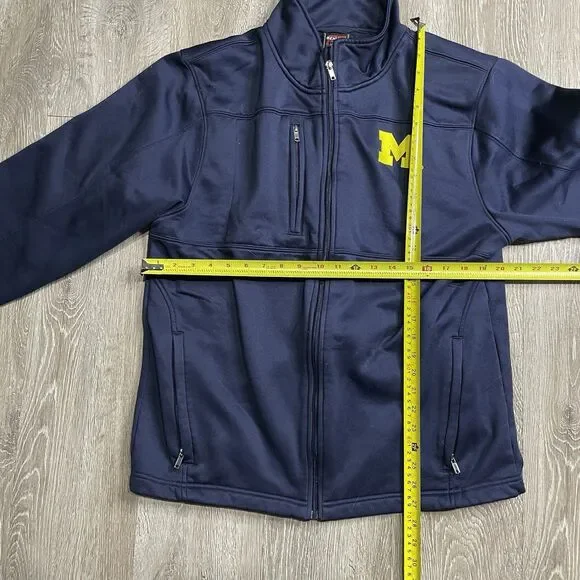Michigan Wolverines Full Zip Jacket Size Large Blue Genuine Stuff - Picture 3 of 4